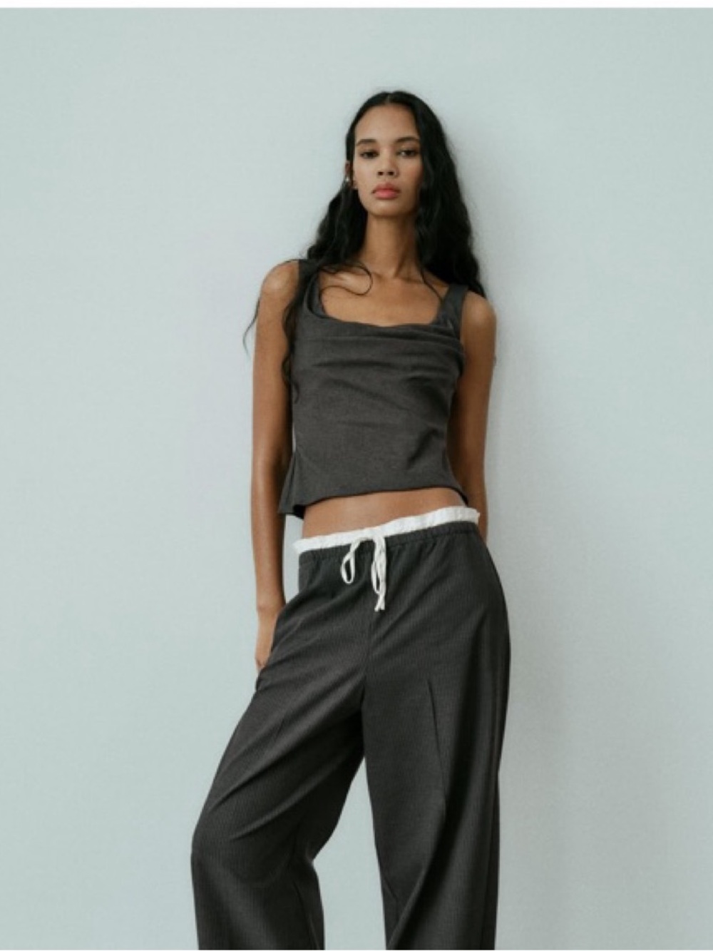 ZARA | Grey Ruched Corset Top